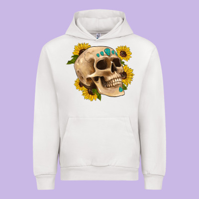 Skull Flowers And Gemstone Urban Hoodie Designed By Artiststas