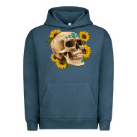 Pigment Midnight Navy skull flowers and gemstone Urban Hoodie - Artiststas