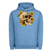 Pigment Pebble Blue skull flowers and gemstone Urban Hoodie - Artiststas