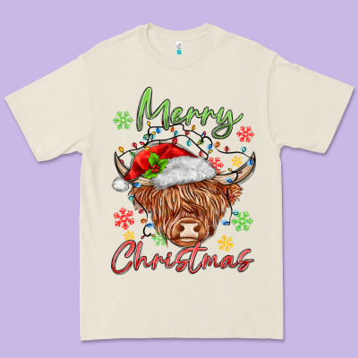 Merry Christmas Cow Premium Tee Designed By Maliassmallbusiness