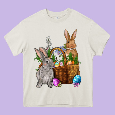 Bunnys Carrots Eggs With Basket Easter Heavy Core Tee Designed By Nancycooperartshop