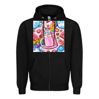 Black unicorn coffe cup and star with rainbow seamless pattern bbs Zipper Hoodie - BundleAndBundleShop