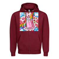 Unicorn Coffe Cup And Star With Rainbow Seamless Pattern Bbs Zipper Hoodie | Teevron