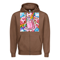 Chestnut unicorn coffe cup and star with rainbow seamless pattern bbs Zipper Hoodie - BundleAndBundleShop