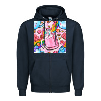 Navy unicorn coffe cup and star with rainbow seamless pattern bbs Zipper Hoodie - BundleAndBundleShop