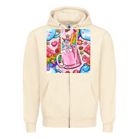 Sandshell unicorn coffe cup and star with rainbow seamless pattern bbs Zipper Hoodie - BundleAndBundleShop
