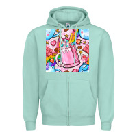 Seafoam unicorn coffe cup and star with rainbow seamless pattern bbs Zipper Hoodie - BundleAndBundleShop
