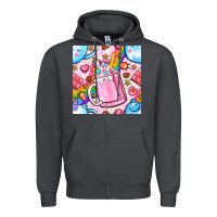 Smoke unicorn coffe cup and star with rainbow seamless pattern bbs Zipper Hoodie - BundleAndBundleShop