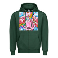 Sports Green unicorn coffe cup and star with rainbow seamless pattern bbs Zipper Hoodie - BundleAndBundleShop