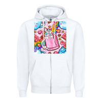 White unicorn coffe cup and star with rainbow seamless pattern bbs Zipper Hoodie - BundleAndBundleShop