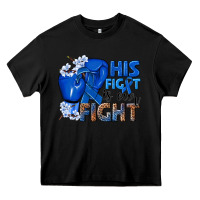 Black his fight is our fight colon cancer blue ribbon Heavy Core Tee - NancyCooperArtShop