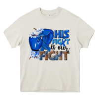 Cream his fight is our fight colon cancer blue ribbon Heavy Core Tee - NancyCooperArtShop