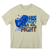 Mossy his fight is our fight colon cancer blue ribbon Heavy Core Tee - NancyCooperArtShop