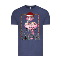 Vintage Denim Merry Flock Christmas Flamingo Christmas Vintage Tee - Bettercallsaul