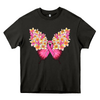Asphalt Pink ribbon Breast Cancer butterfly Heavy Core Tee - NancyCooperArtShop