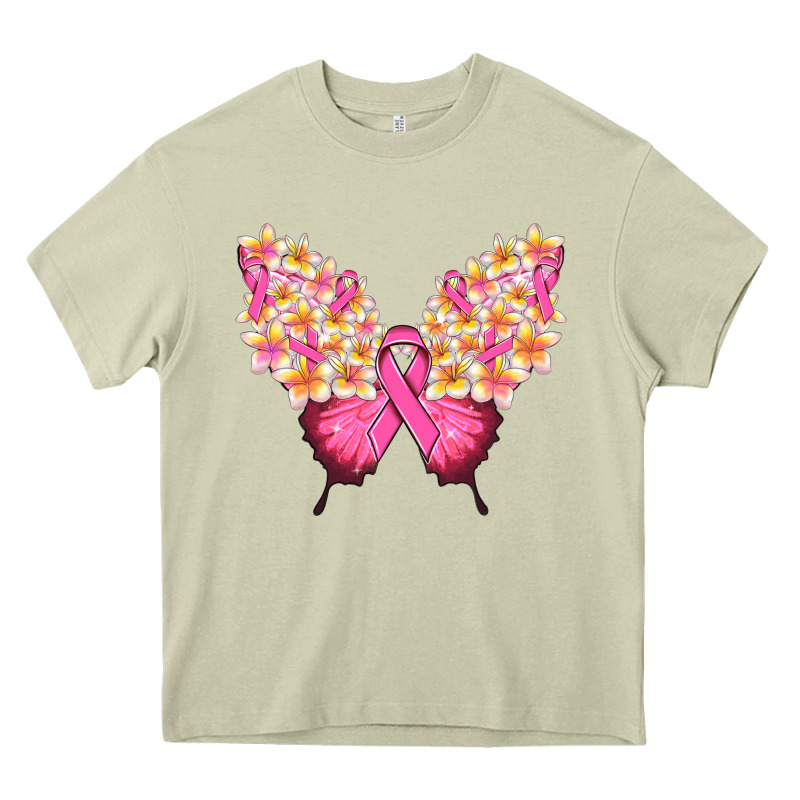 Pink Ribbon Breast Cancer Butterfly Heavy Core Tee by NancyCooperArtShop | Teevron