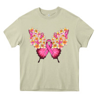 Mossy Pink ribbon Breast Cancer butterfly Heavy Core Tee - NancyCooperArtShop