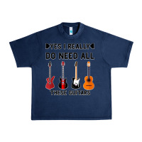 Navy Yes I Really Do Need All These Guitars Urban Heavy Tee - Bettercallsaul