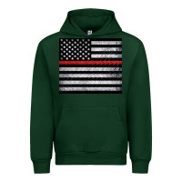 Forest Green thin red line American flag metal floor Urban Hoodie - Artiststas