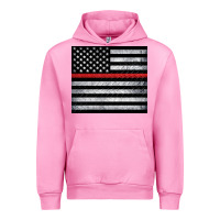 Fuchsia Pink thin red line American flag metal floor Urban Hoodie - Artiststas
