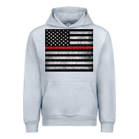 Heather Grey thin red line American flag metal floor Urban Hoodie - Artiststas