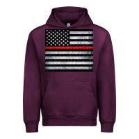 Mauve Wine thin red line American flag metal floor Urban Hoodie - Artiststas