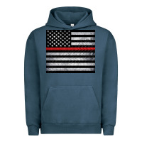 Pigment Midnight Navy thin red line American flag metal floor Urban Hoodie - Artiststas
