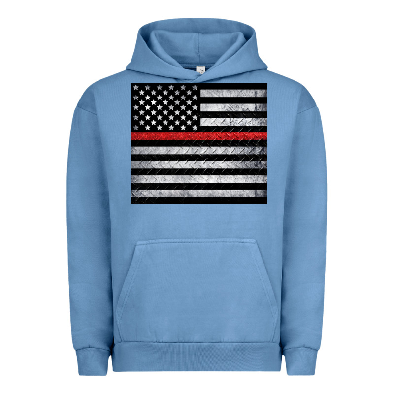 Thin Red Line American Flag Metal Floor Urban Hoodie by Artiststas | Teevron