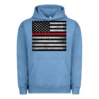 Pigment Pebble Blue thin red line American flag metal floor Urban Hoodie - Artiststas
