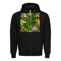 Black St. Patrick's Donkey With Leprechaun Zipper Hoodie - FaDigitalArtStudio