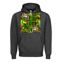 Charcoal Heather St. Patrick's Donkey With Leprechaun Zipper Hoodie - FaDigitalArtStudio
