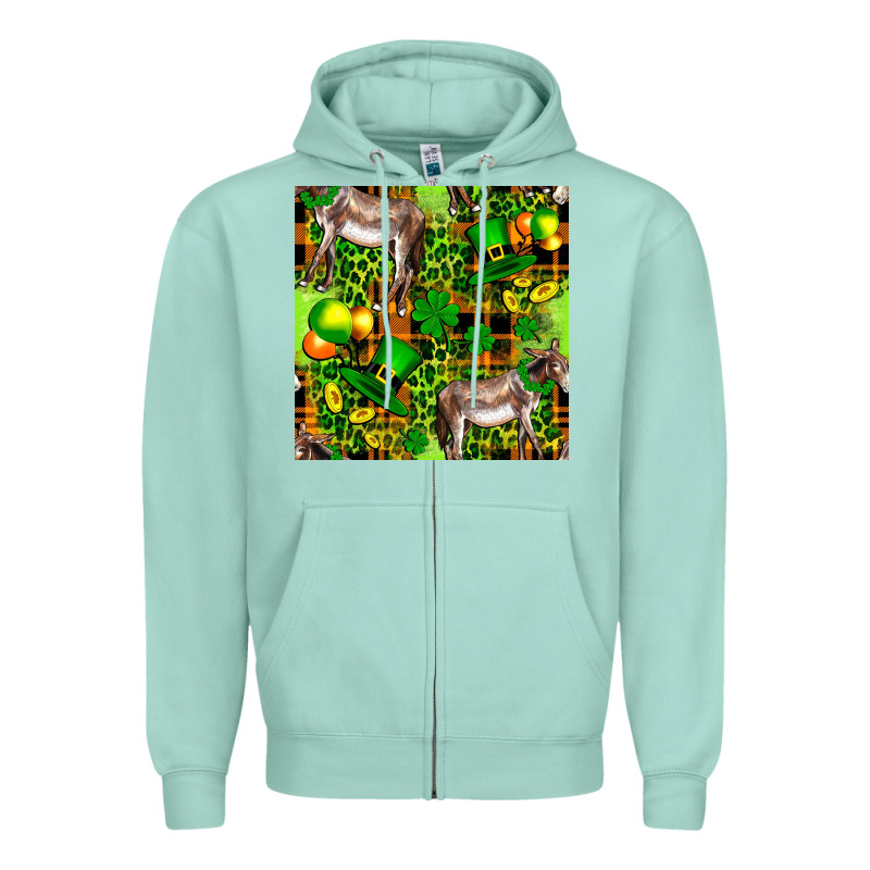 St. Patrick's Donkey With Leprechaun Zipper Hoodie by FaDigitalArtStudio | Teevron