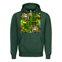Sports Green St. Patrick's Donkey With Leprechaun Zipper Hoodie - FaDigitalArtStudio
