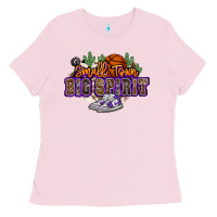 Bubblegum Pink small town big spirit basketball Ladies Tee - NancyCooperArtShop