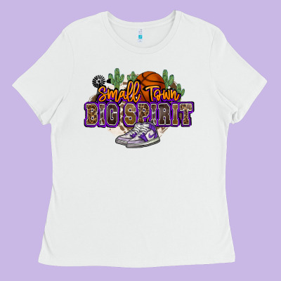 Small Town Big Spirit Basketball Ladies Tee Designed By Nancycooperartshop