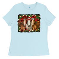 Baby Blue Christmas horses Ladies Tee - RanaPortraitStore