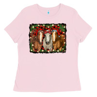 Bubblegum Pink Christmas horses Ladies Tee - RanaPortraitStore