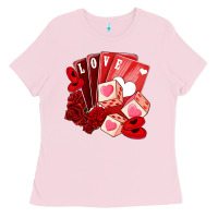 Bubblegum Pink valentines day feeling lucky Ladies Tee - NancyCooperArtShop