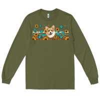 Army Green western corgi dog Long Sleeve Tee - Jasminsmagicworld