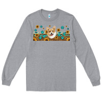 Heather Grey western corgi dog Long Sleeve Tee - Jasminsmagicworld
