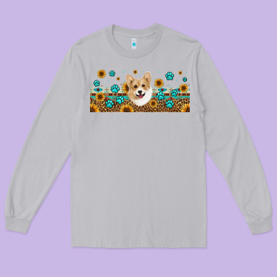 Western Corgi Dog Long Sleeve Tee Designed By Jasminsmagicworld