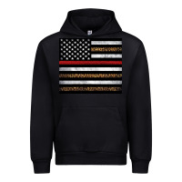 Black thin red line American flag leopard Urban Hoodie - Artiststas