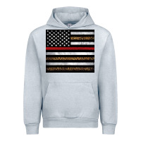 Heather Grey thin red line American flag leopard Urban Hoodie - Artiststas