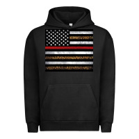 Pigment Black thin red line American flag leopard Urban Hoodie - Artiststas