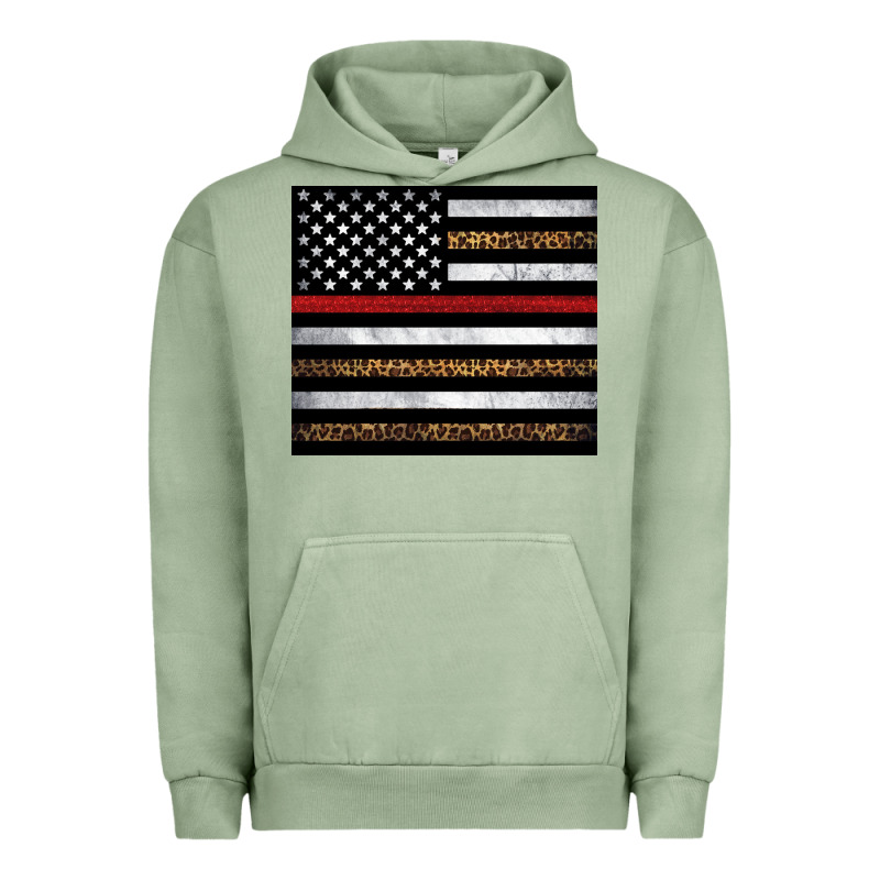 Thin Red Line American Flag Leopard Urban Hoodie by Artiststas | Teevron