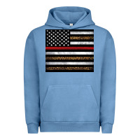 Pigment Pebble Blue thin red line American flag leopard Urban Hoodie - Artiststas