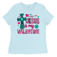 Baby Blue jesus is my valentine Ladies Tee - NancyCooperArtShop