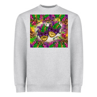 Heather Grey Mardi Gras masks tumbler Heavyweight Sweatshirt - HowdyJamesFarm