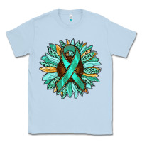 Dusty Blue Ovarian Liver Cancer Awareness Sunflower Classic Tee - RanaPortraitStore