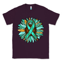 Plum Ovarian Liver Cancer Awareness Sunflower Classic Tee - RanaPortraitStore